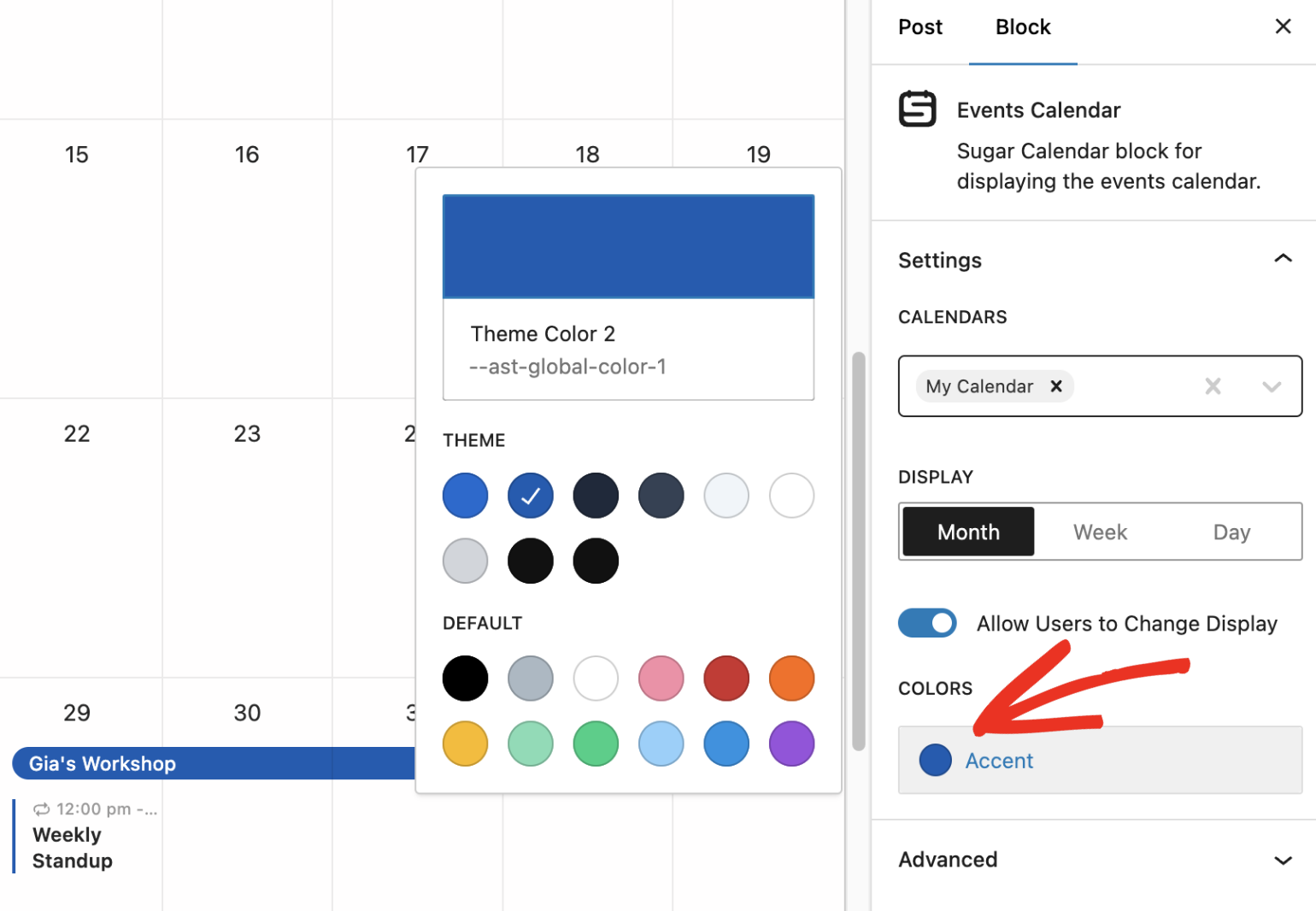 Colors settings