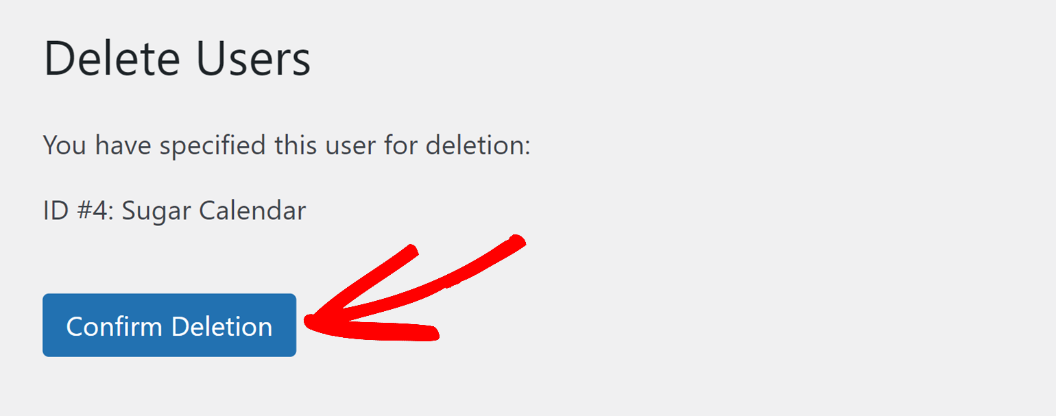 Click confirm deletion button