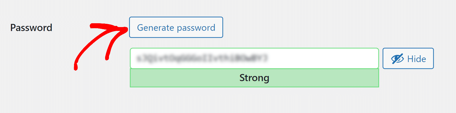 Click Generate password button