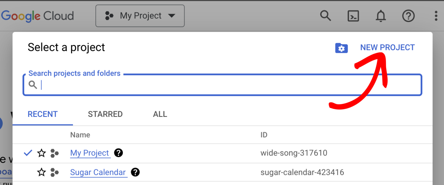 Create new project on Google Cloud console