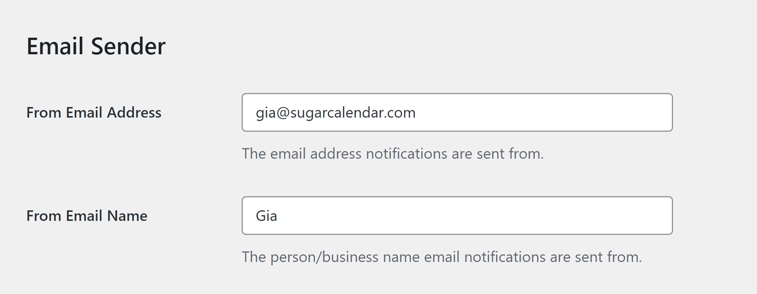 Email sender section