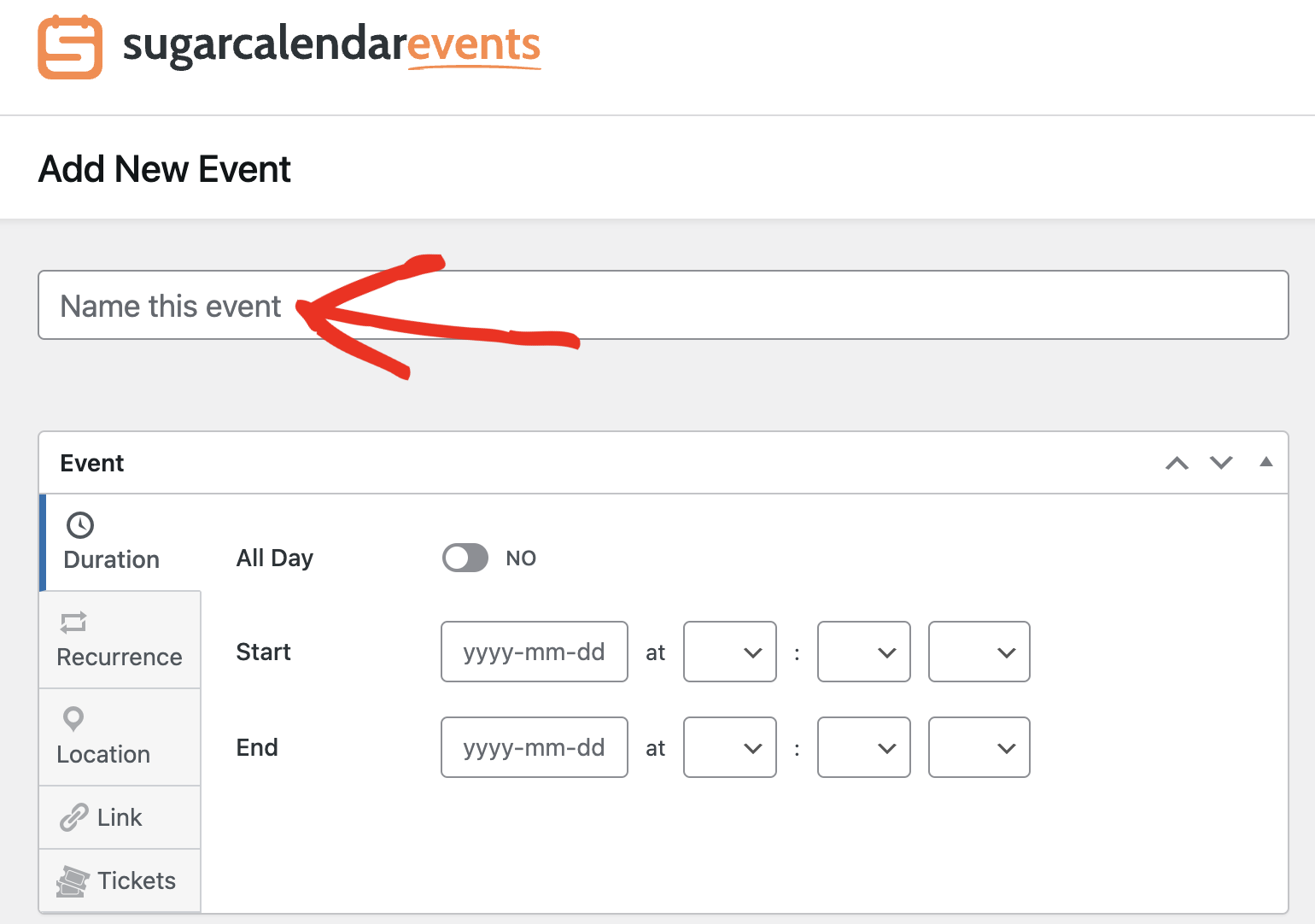 Enter event name