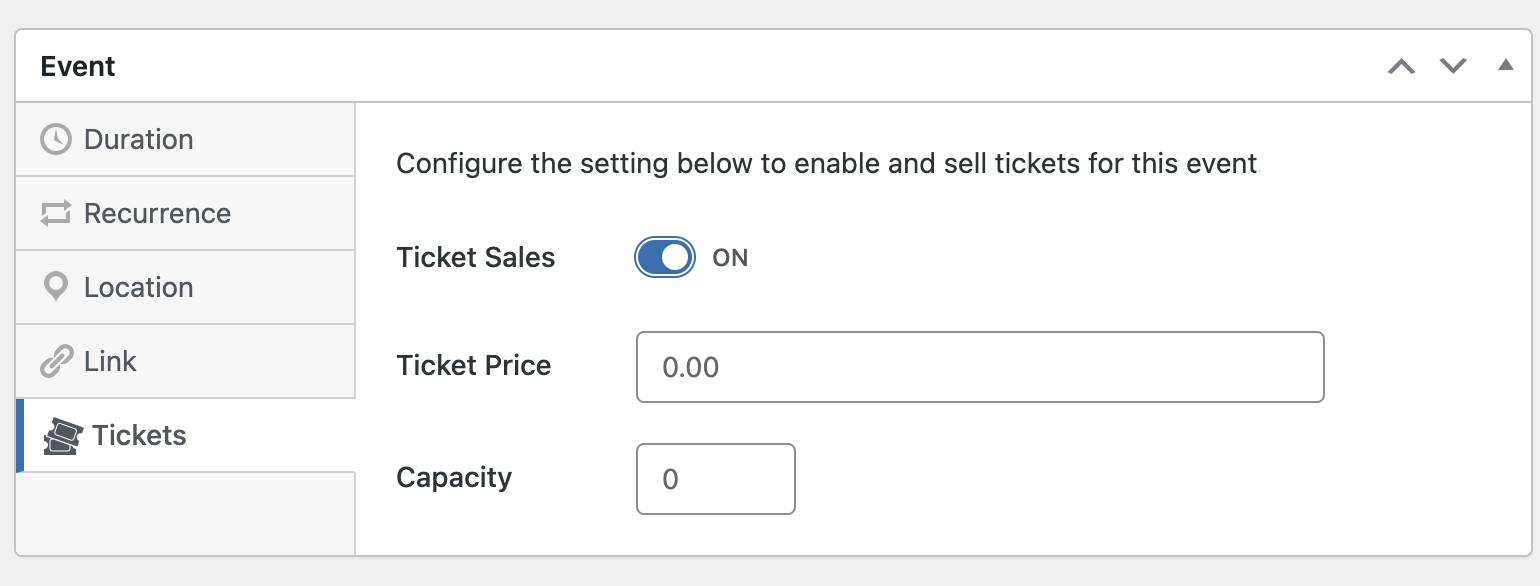 Event ticketing option