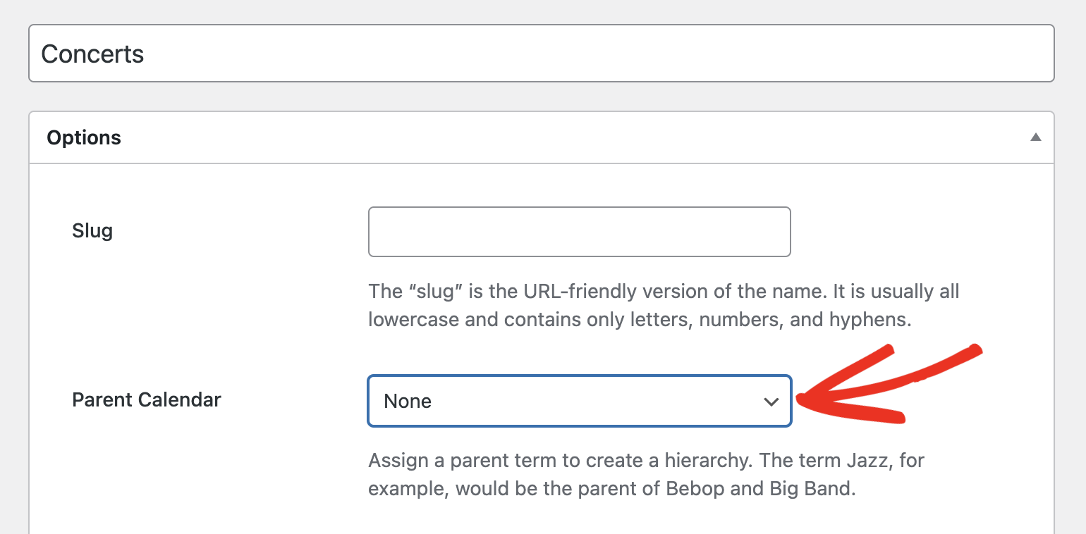 Selecting a Parent Calendar