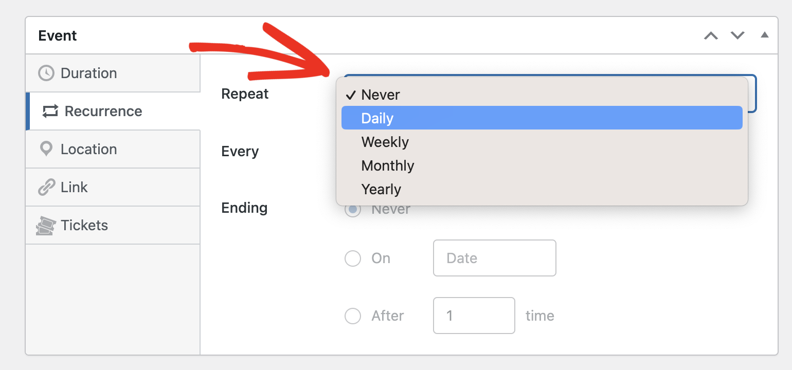 Repeat dropdown