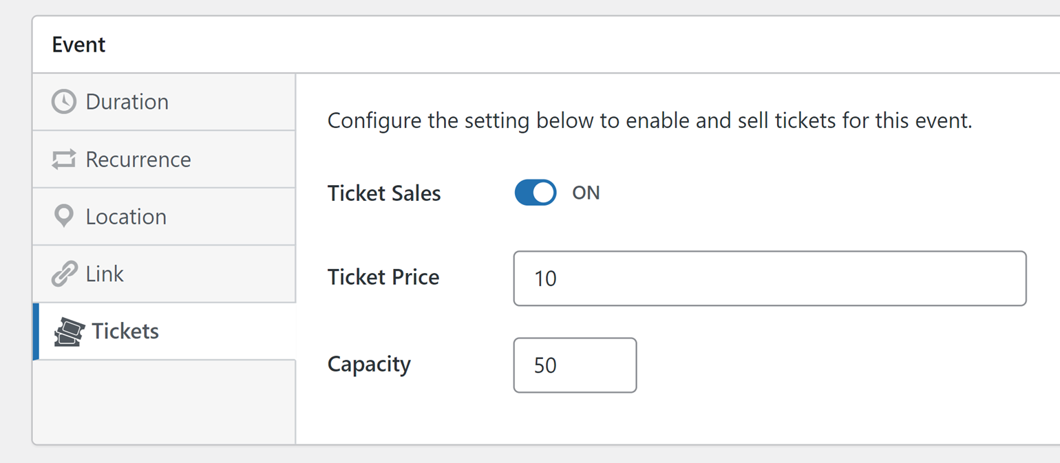 Enter ticket details