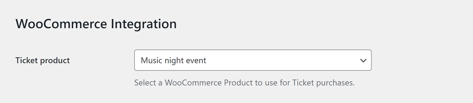 Select product from Ticket product dropdown