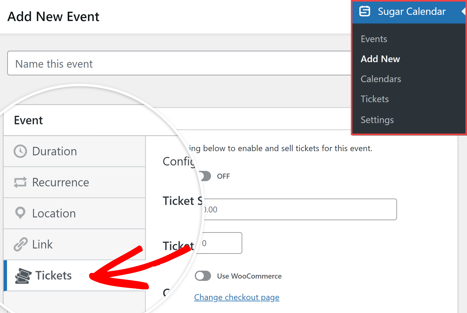 Click Tickets from Event section