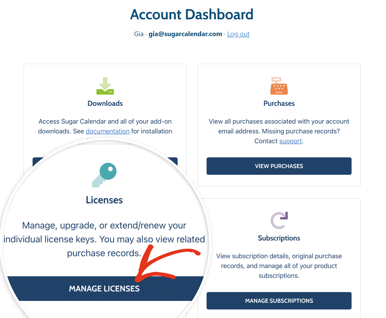 Manage Sugar Calendar licenses