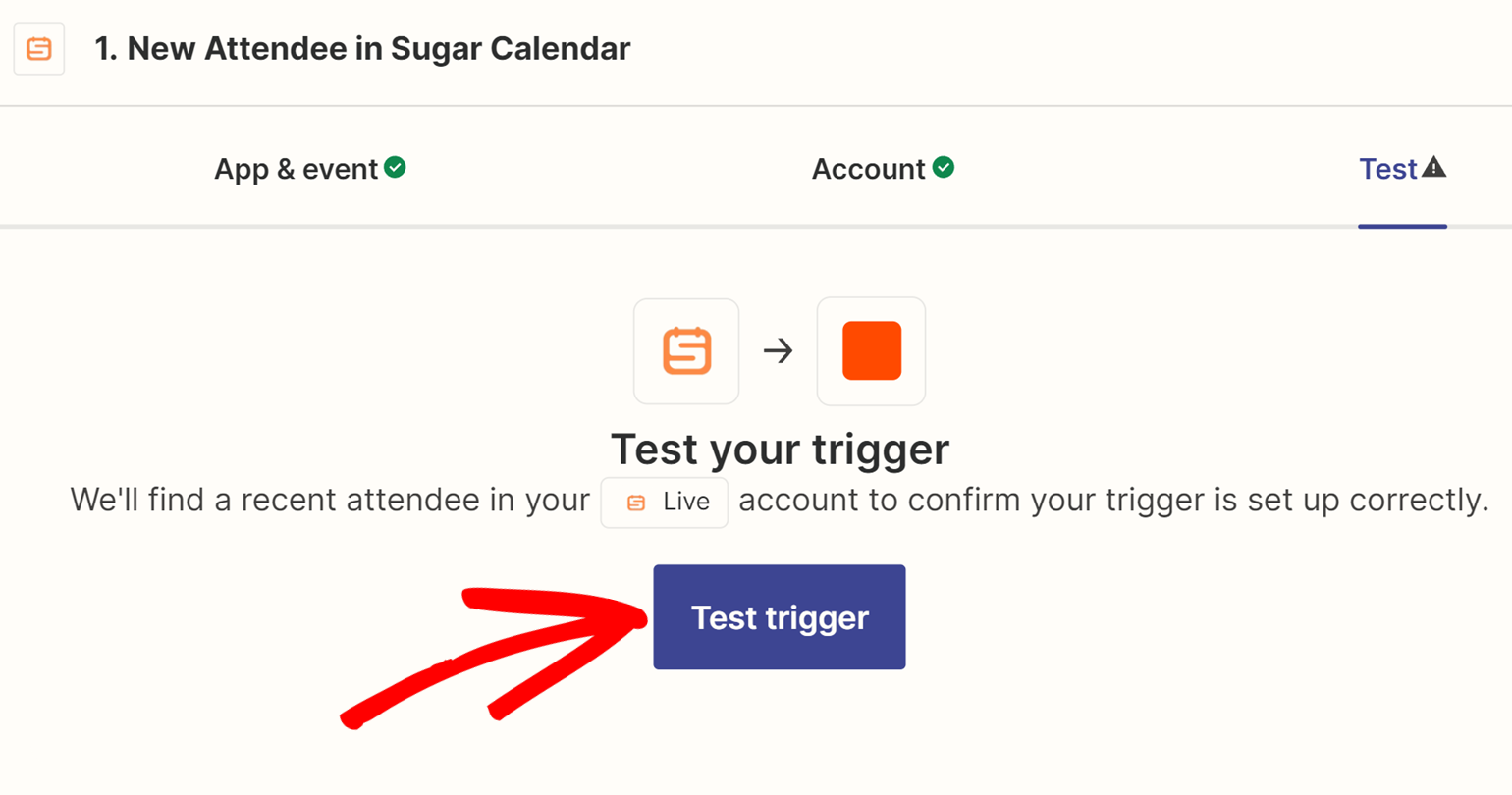 Click Zapier Test Trigger button