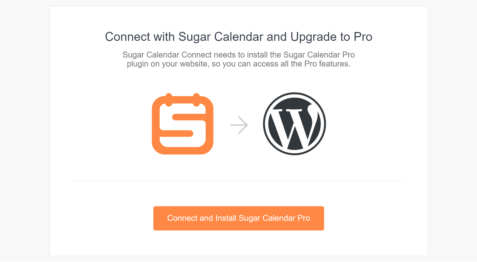 Connect and install Sugar Calendar