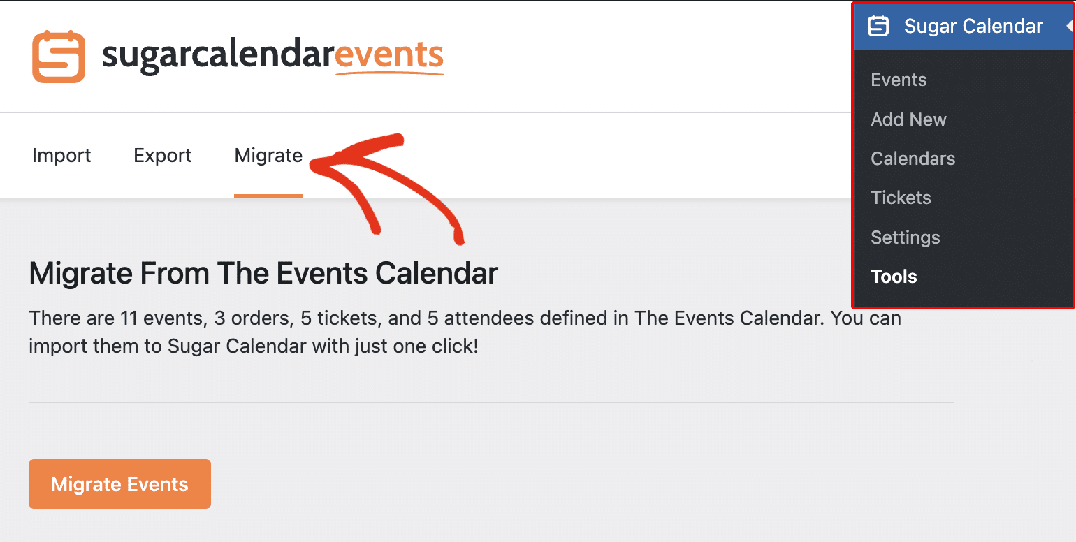 Migrate date from The Events Calendar