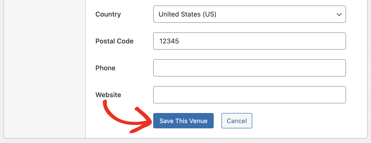 Save this venue button