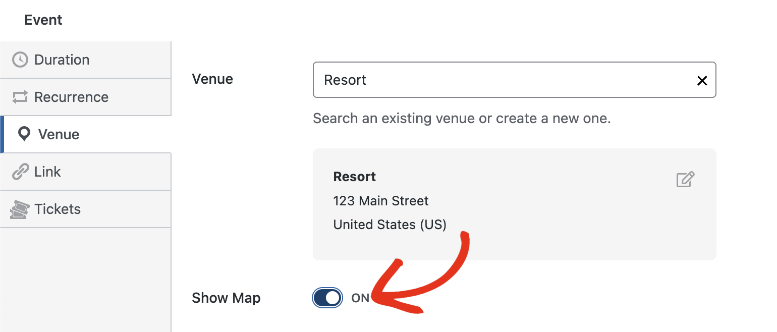 Toggle on Show Map option