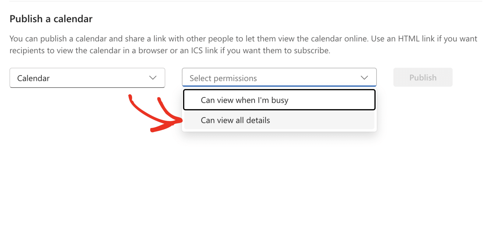 Set calendar permission