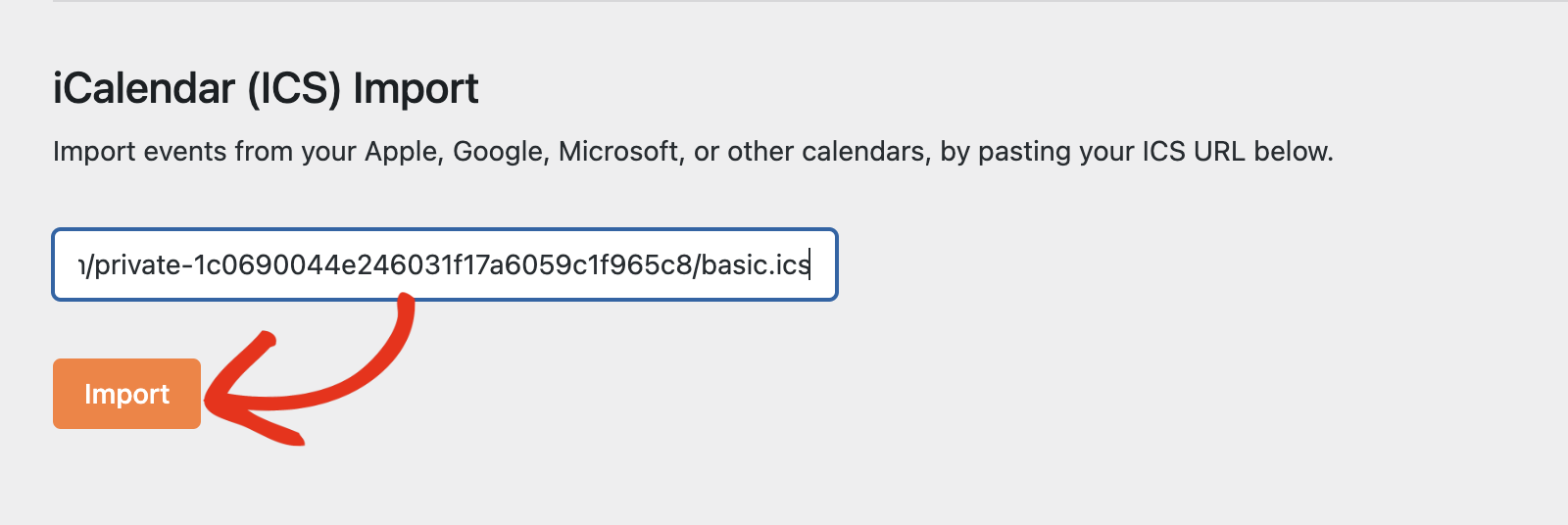 Import event from ICS URL