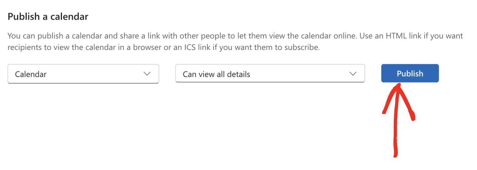 Publish calendar