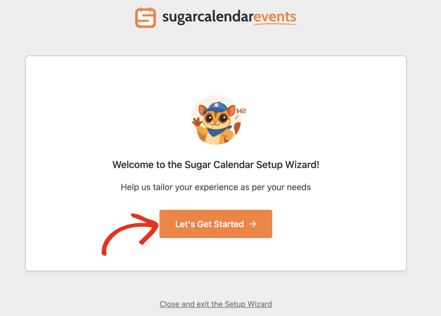 Welcome screen for the Setup Wizard