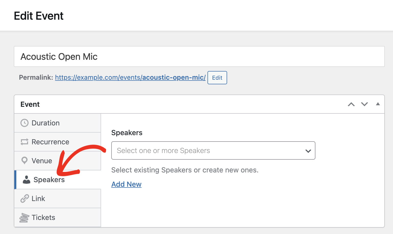 Click Speakers tab