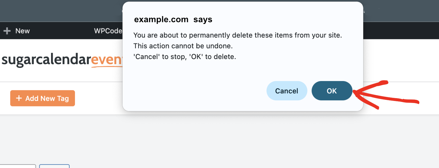 Confirm tag deletion
