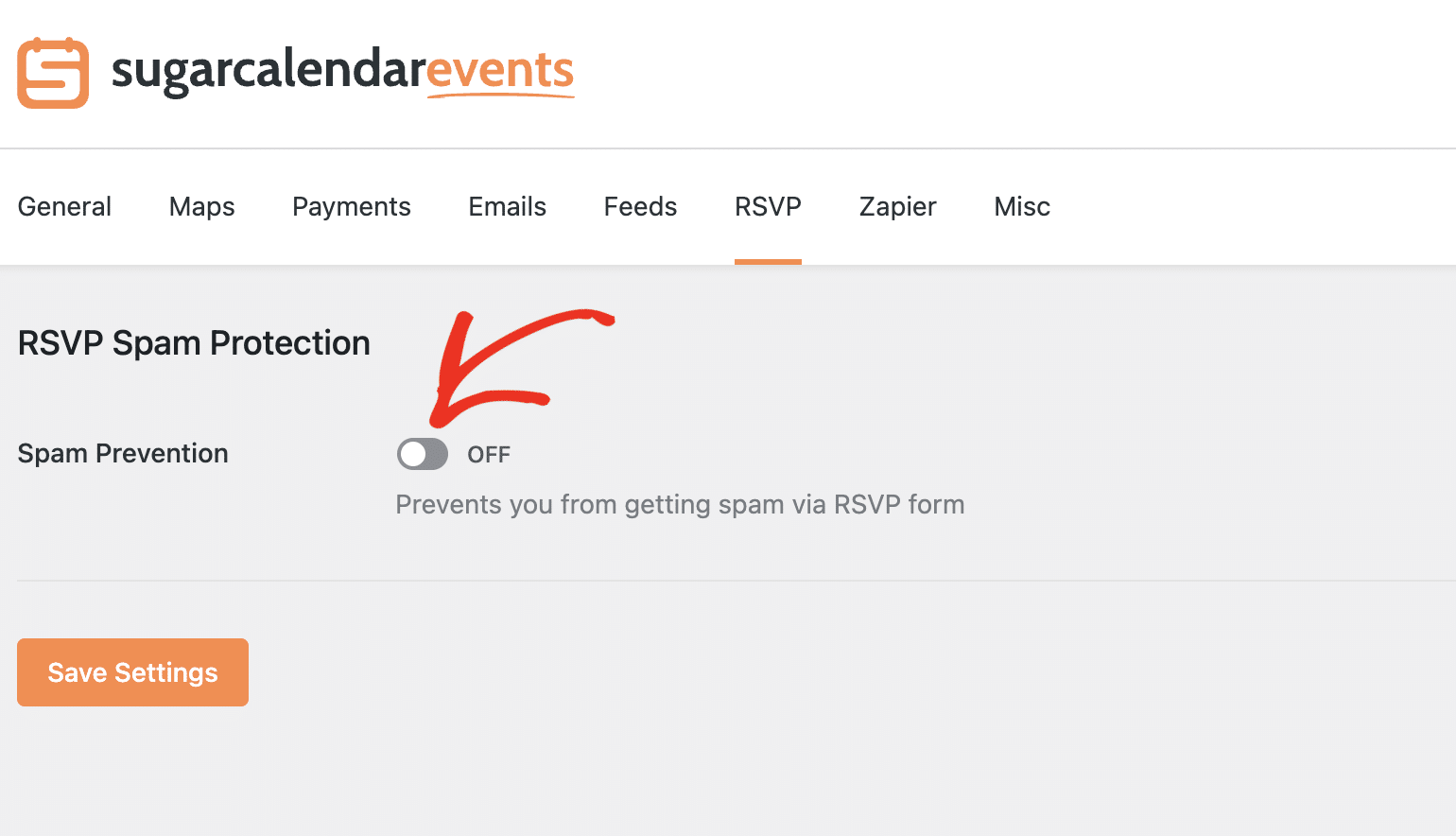 Enable Spam prevention option