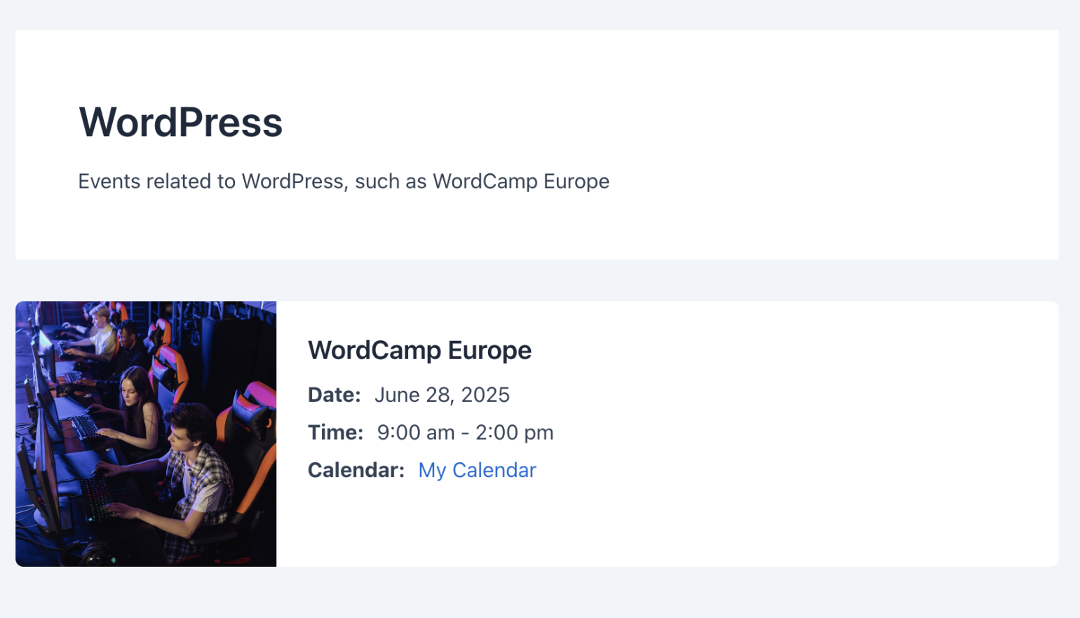 Viewing event tags in the frontend