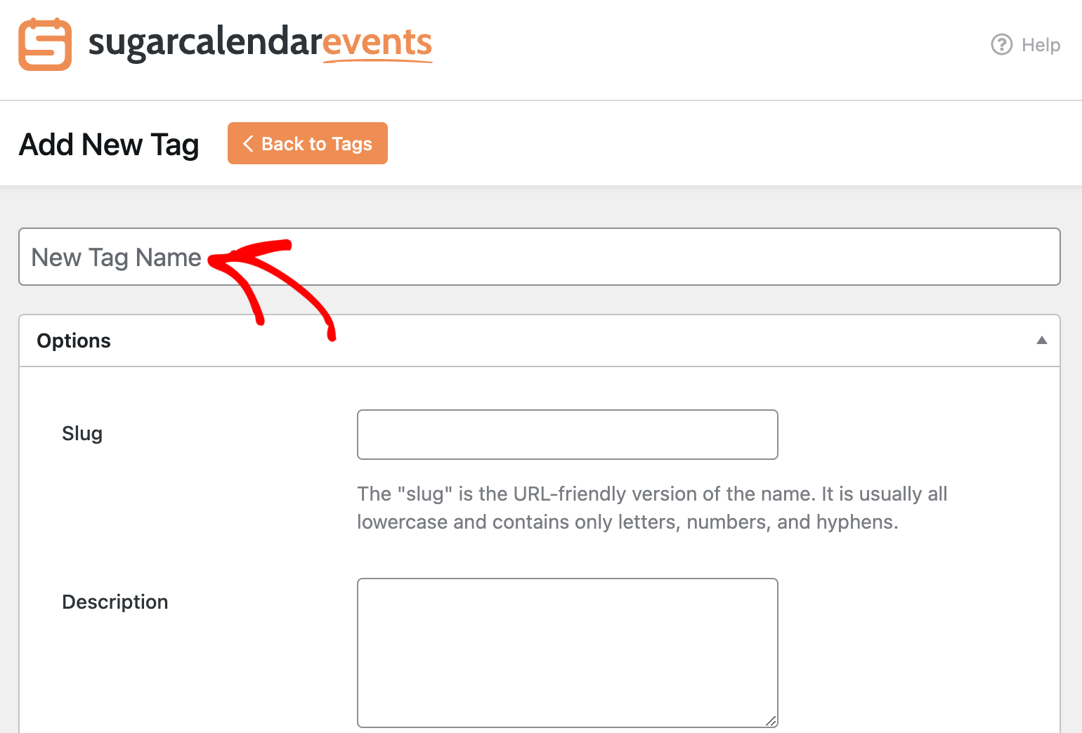 Add new tag screen