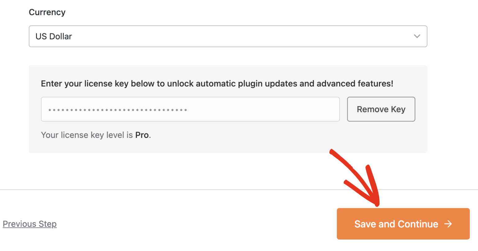 Save license key settings