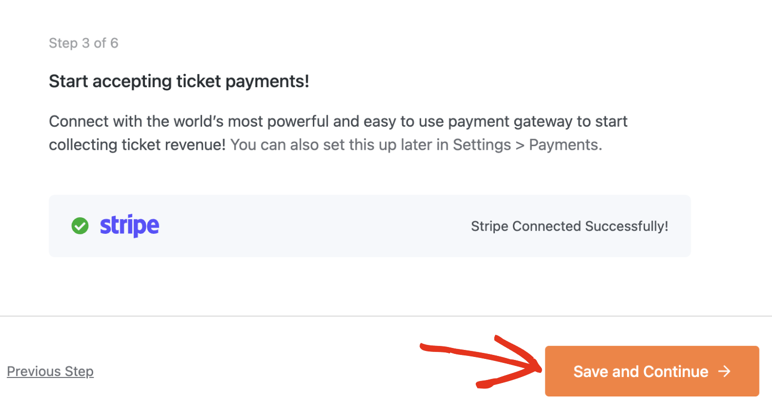 Stripe connected successfully