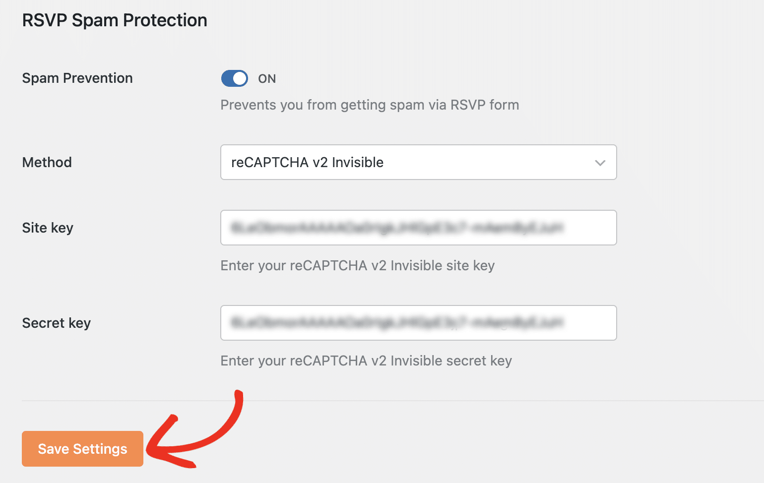 Save settings