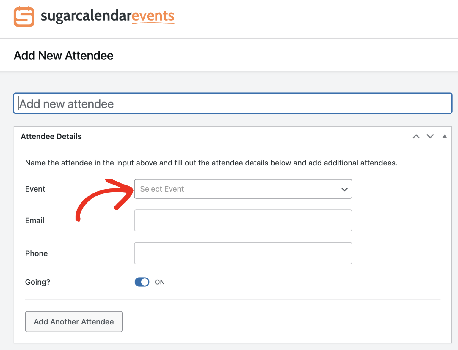 Select event dropdown