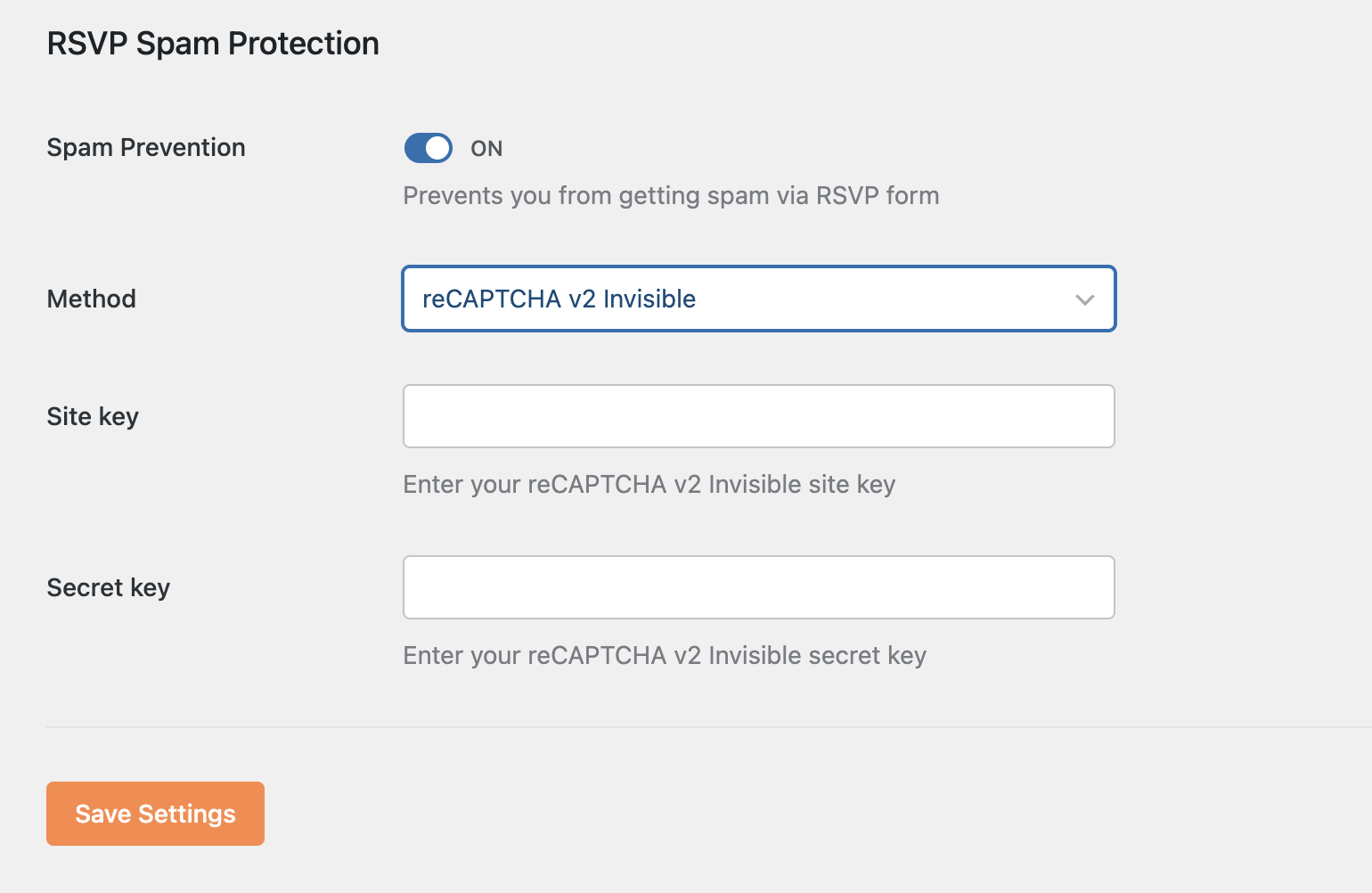 Spam protection config options