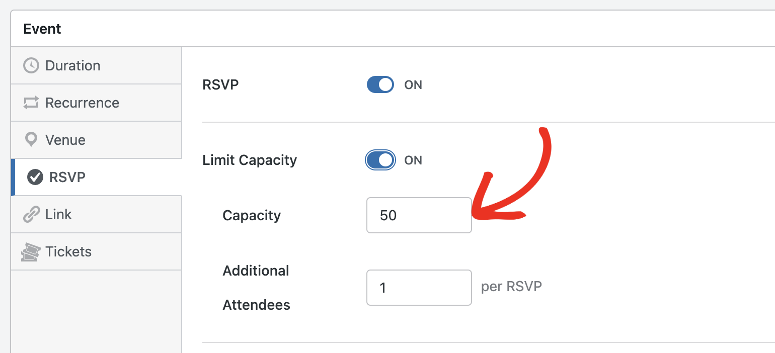 Specify RSVP capacity