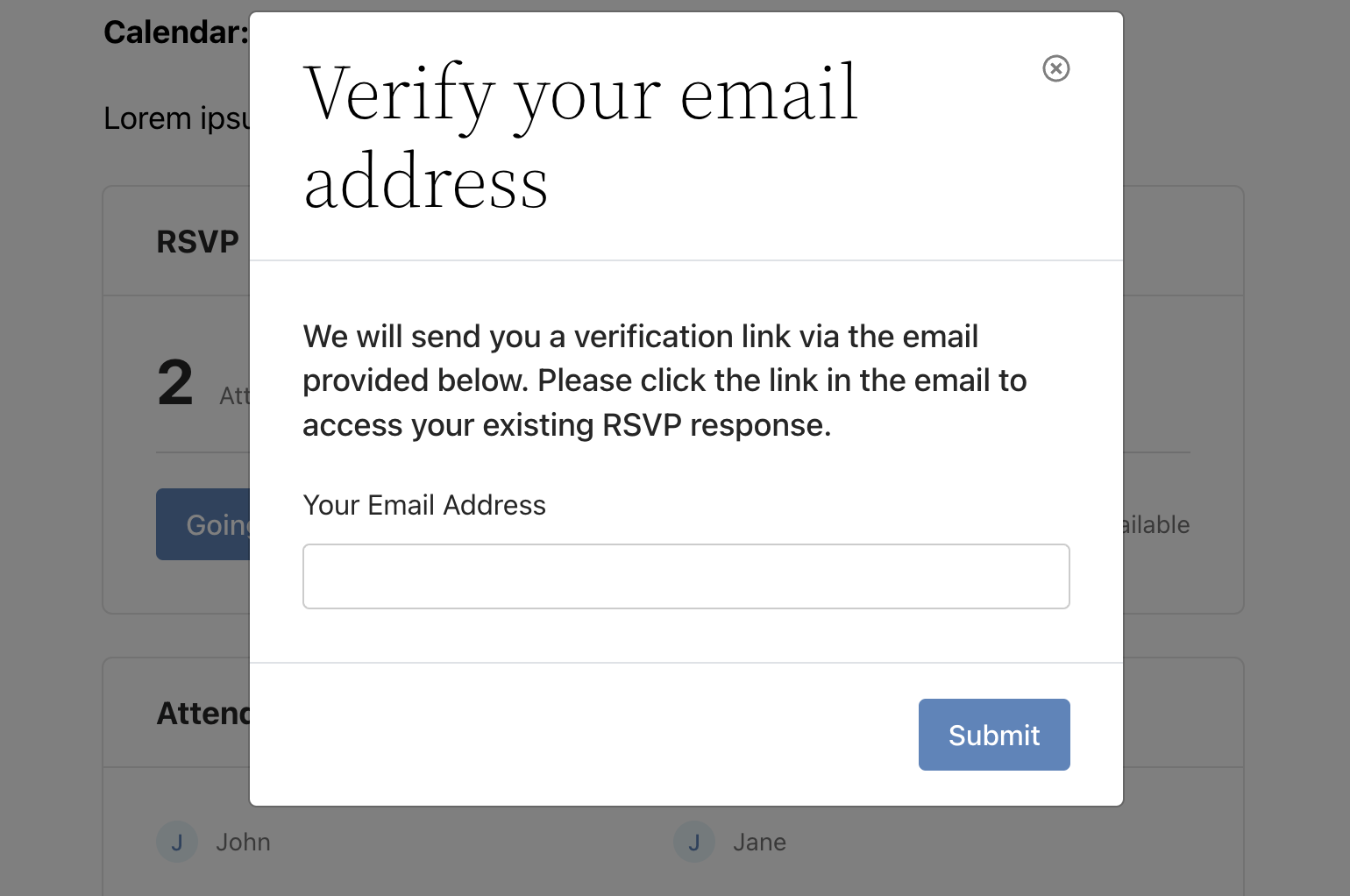 Verify email address used to RSVP for event