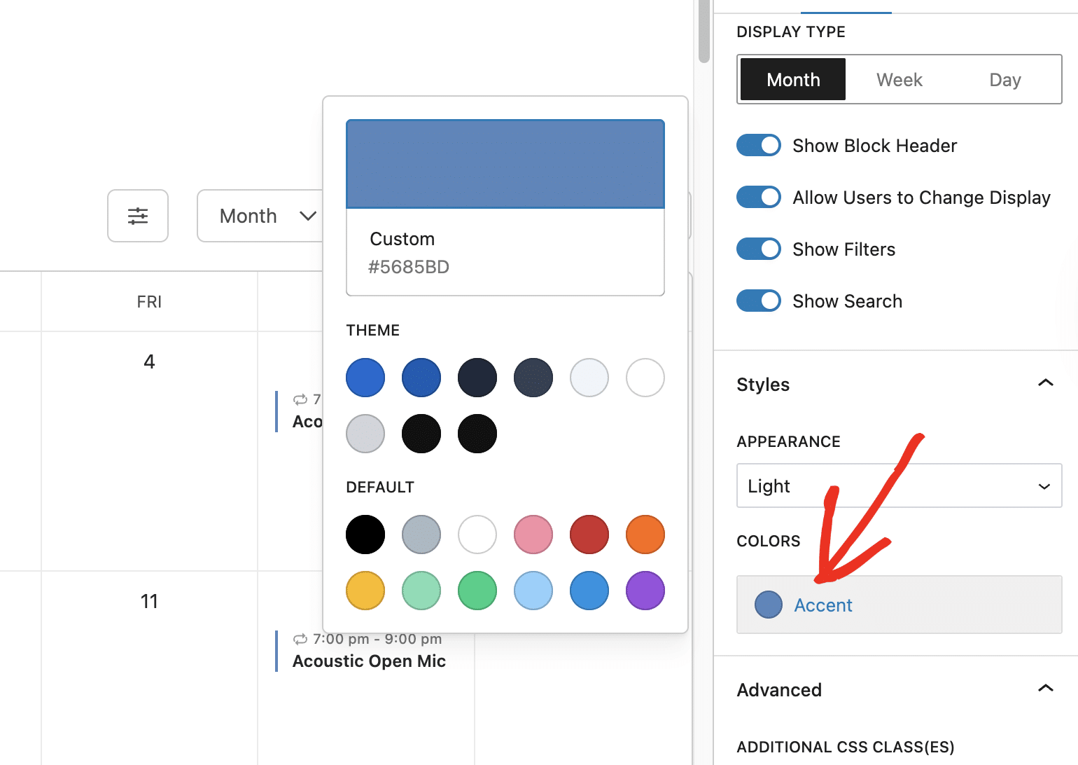 Colors settings