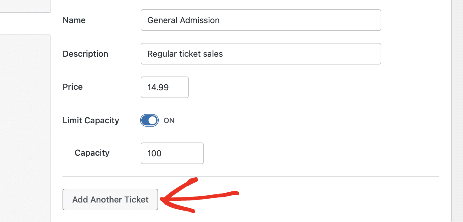 Add another ticket button