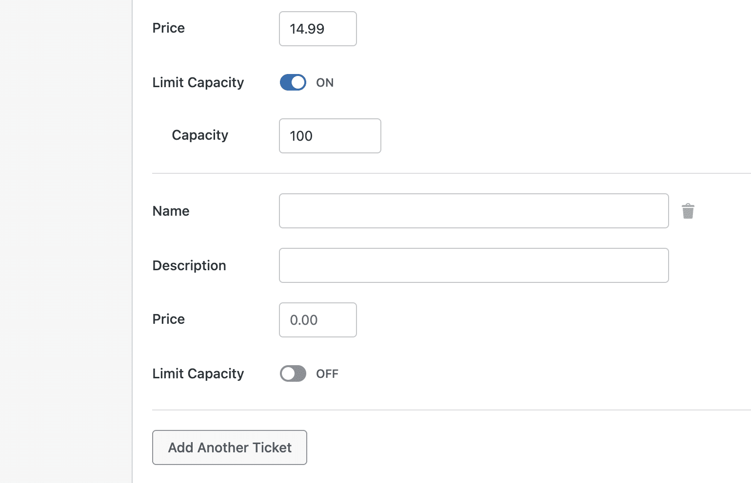 Additional ticket form
