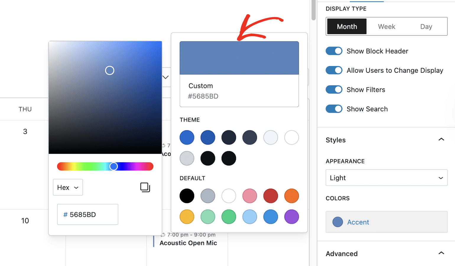 Open color picker