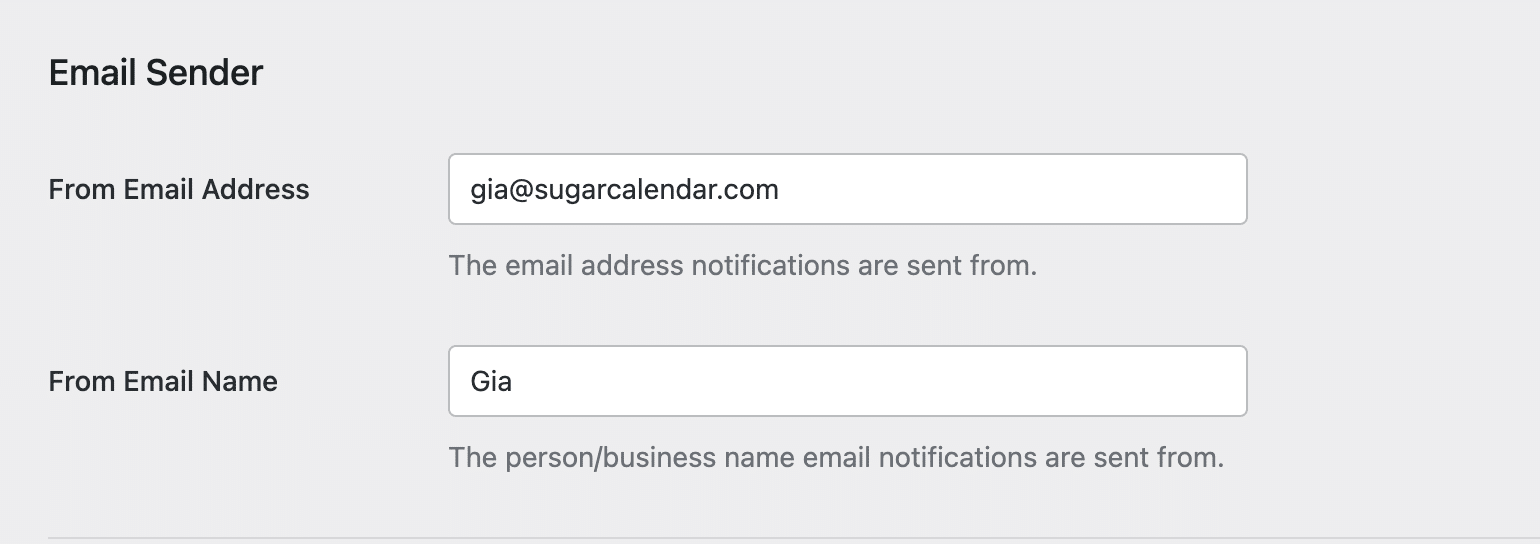 Email sender details