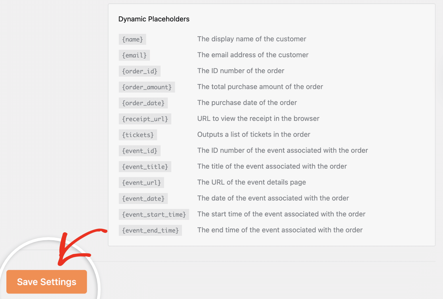 Save email settings