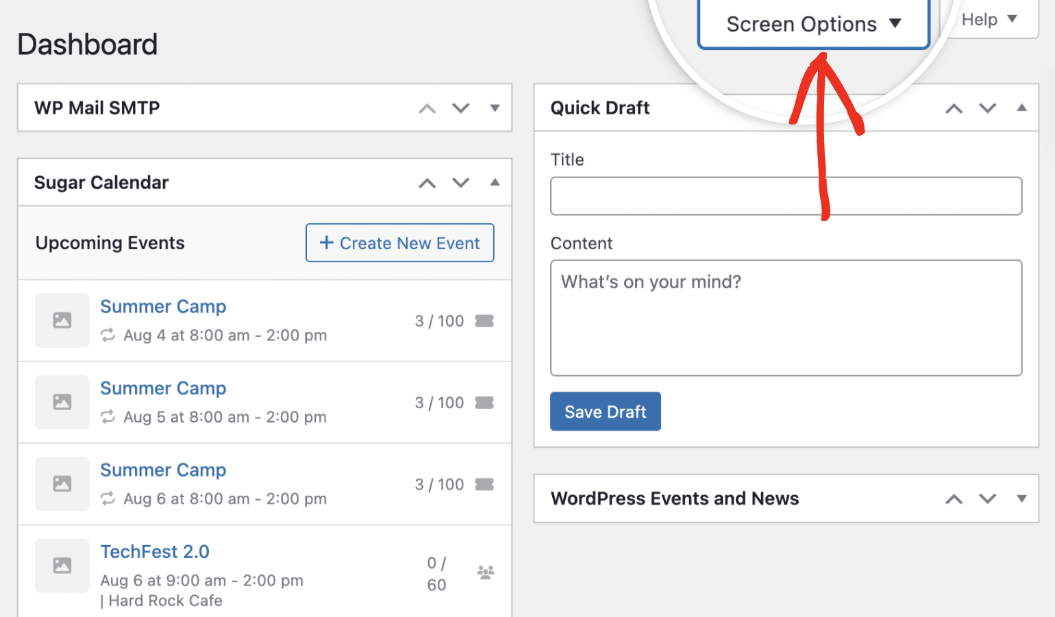 Screen options