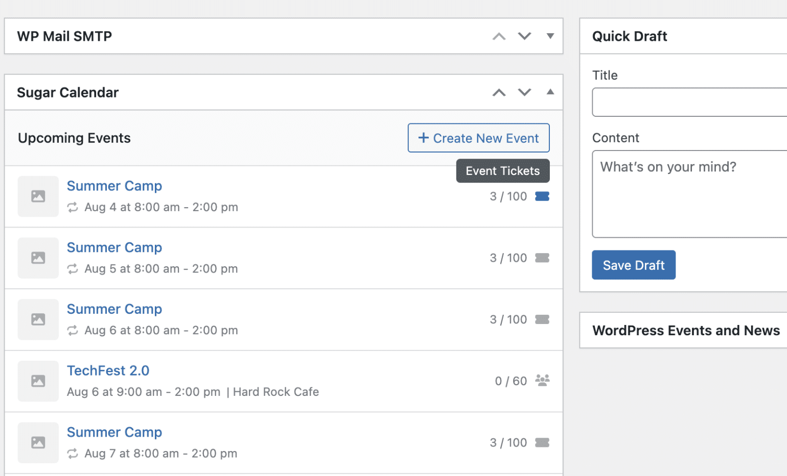 RSVP and ticket capacity icons