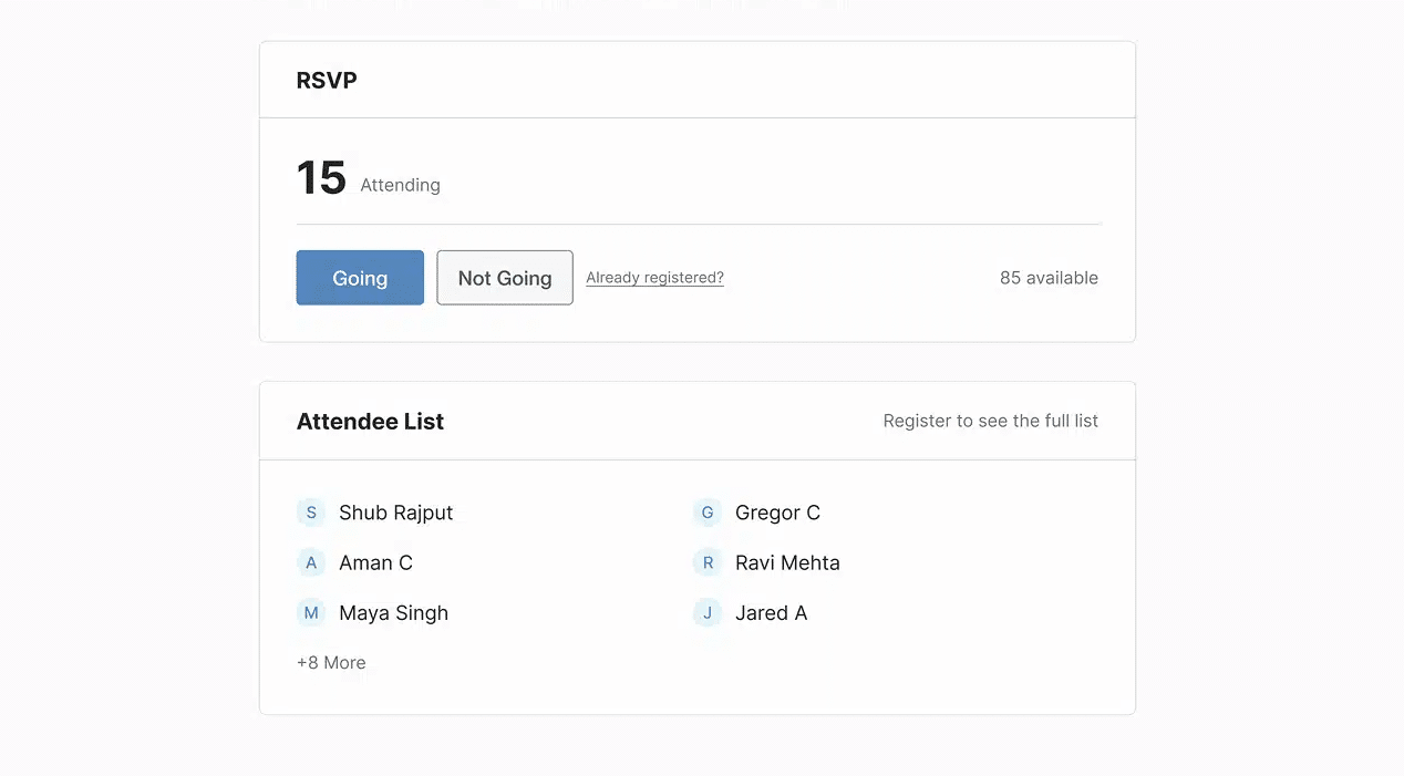 RSVP management 