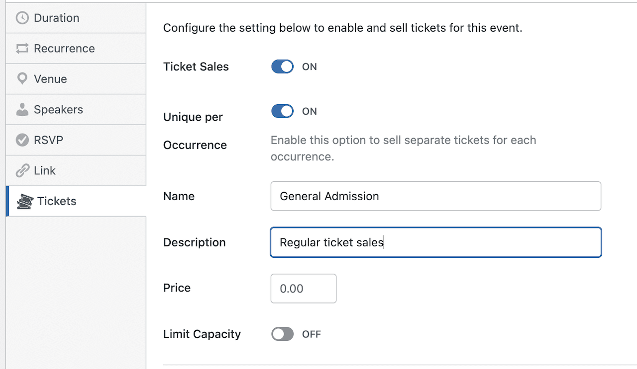 Multiple ticket types