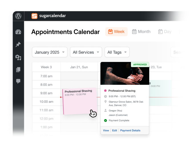 - Sugar Calendar Bookings calendar schedule