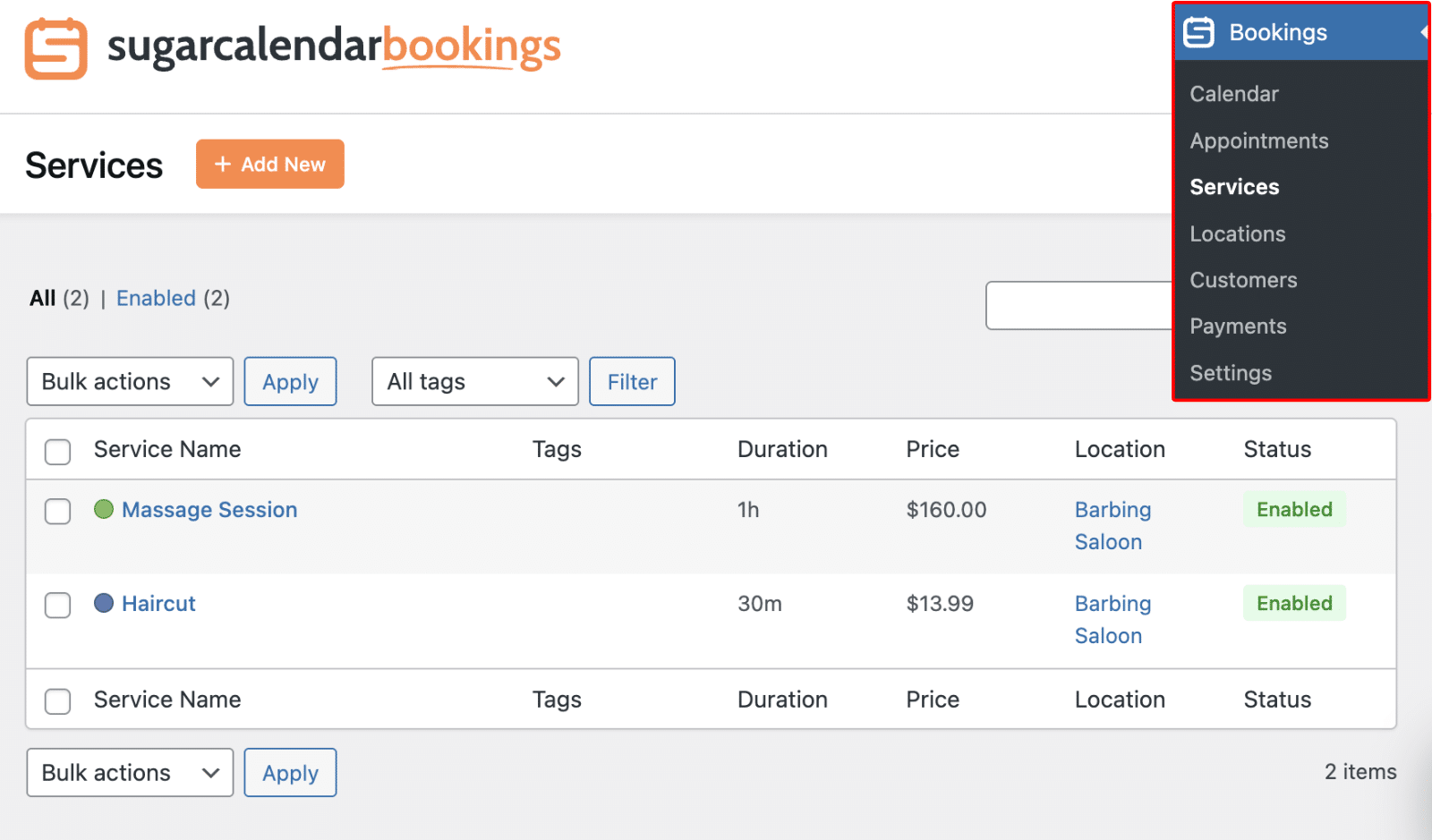 Access the services page