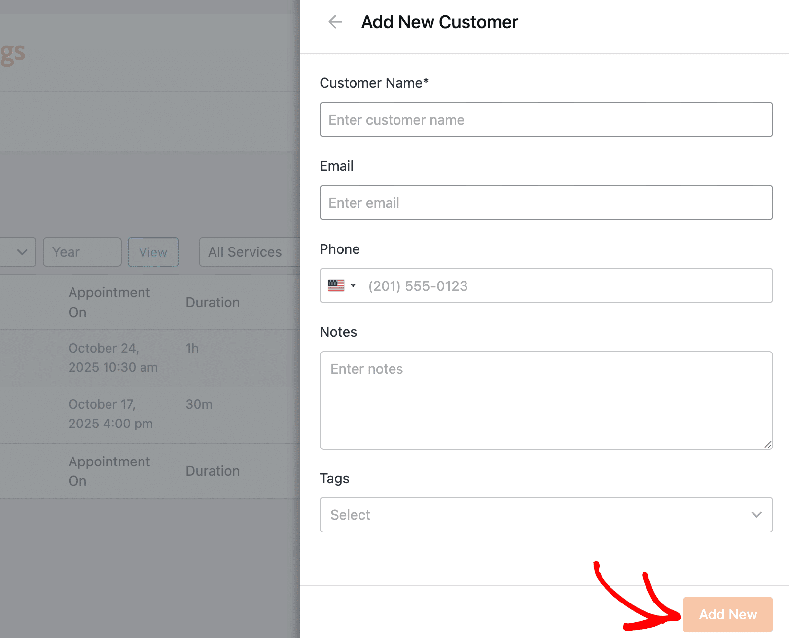 Add new customer