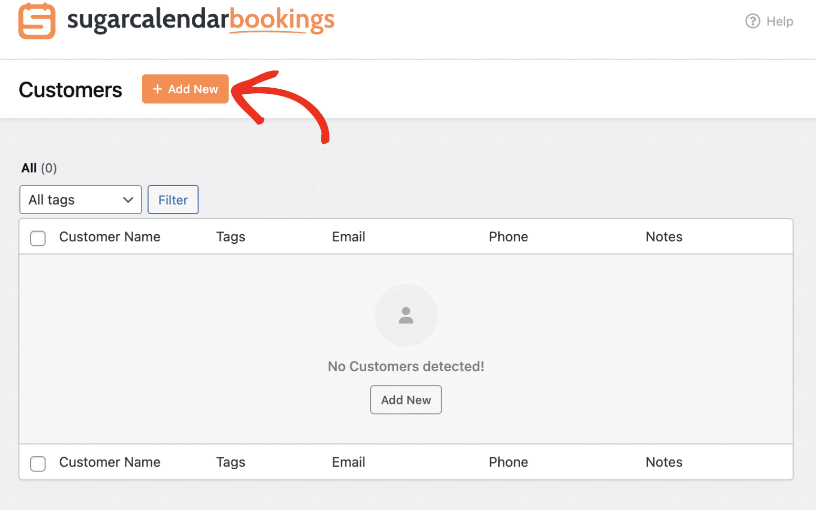 Click the Add New button to create a customer