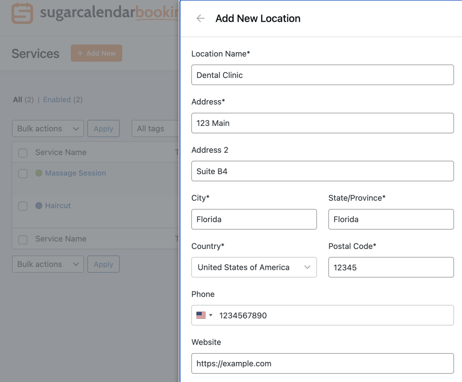 add-new-location-1 - Sugar Calendar Fill out the location details