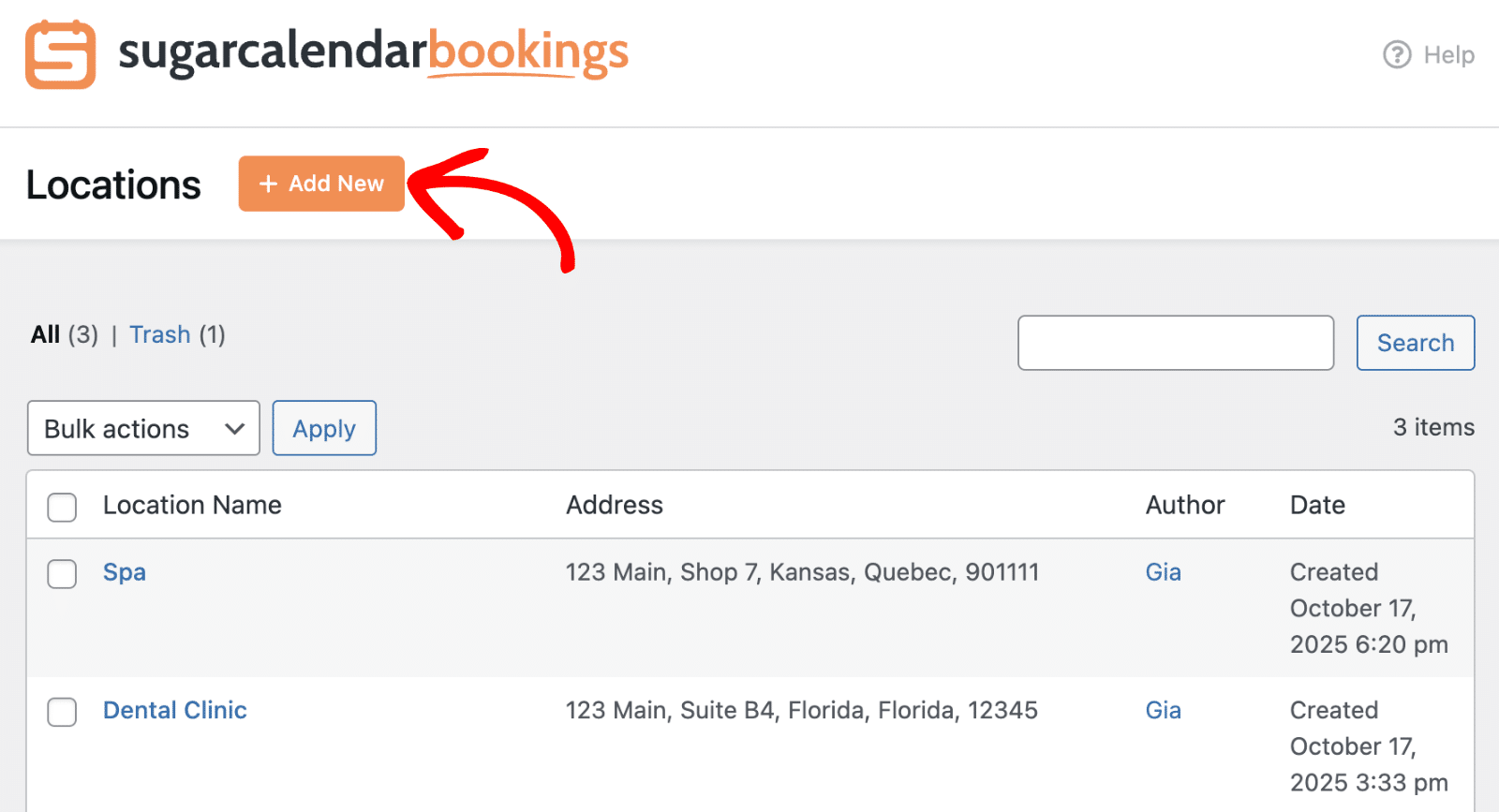 Click Add New to create a new location